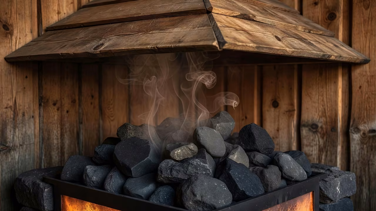 Finnish sauna stone heater with steam